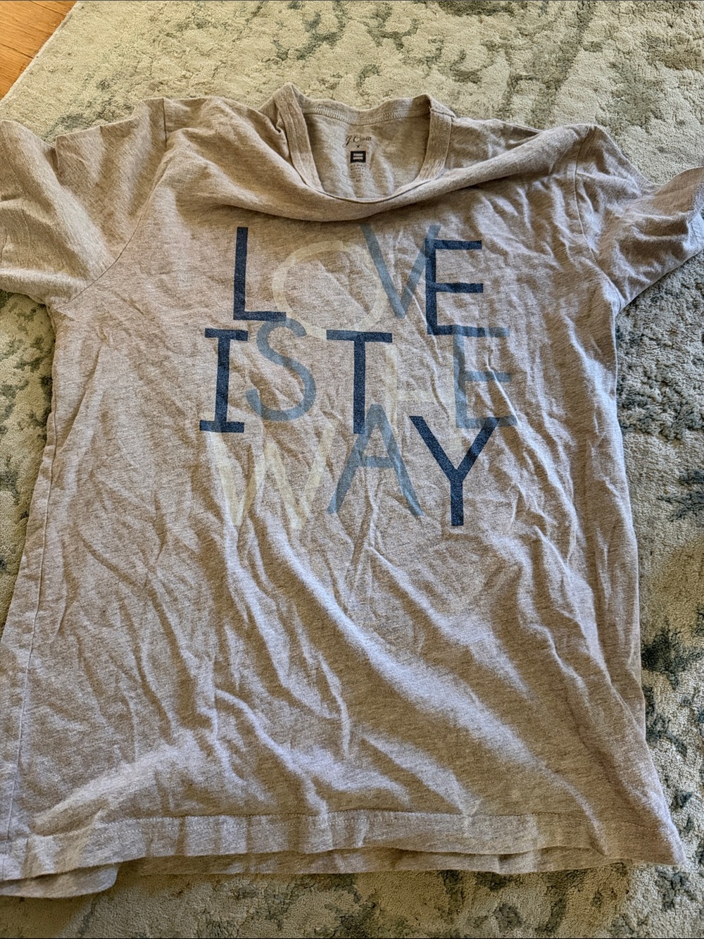J. Crew Light Gray Short-Sleeve Tee with Blue Graphic